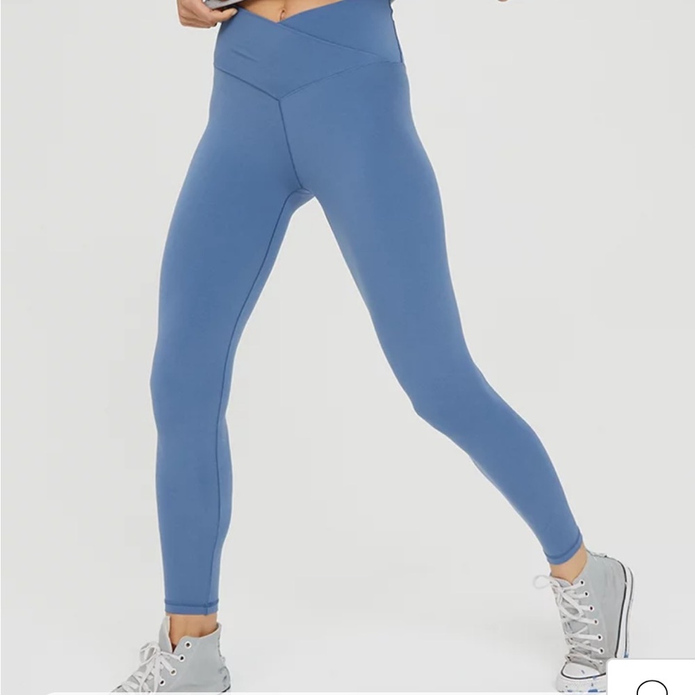 OFFLINE By Aerie Real Me High Waisted Crossover Legging Marbled Blue Sz Medium